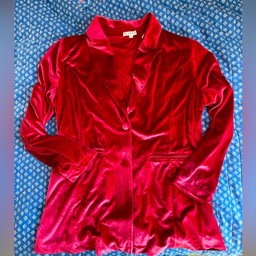Blakeley red velvet blazer